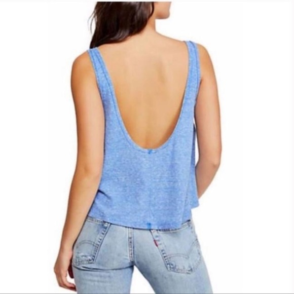 Free People We The Free Carly Scoop Neck Cobalt Blue Tank Top Women’s Size Large - Picture 2 of 9